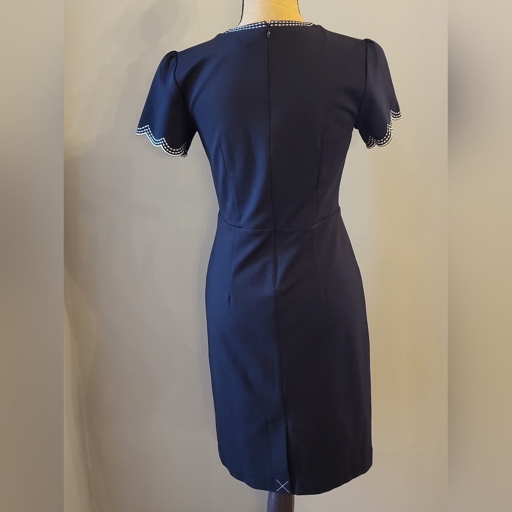 Ann Taylor Size 2 Black Knit Fitted Short Sleeve Dress - Picture 7 of 11